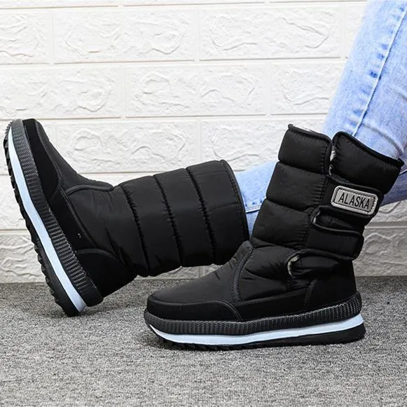 Women winter mid calf platform thick fur warm snow boots