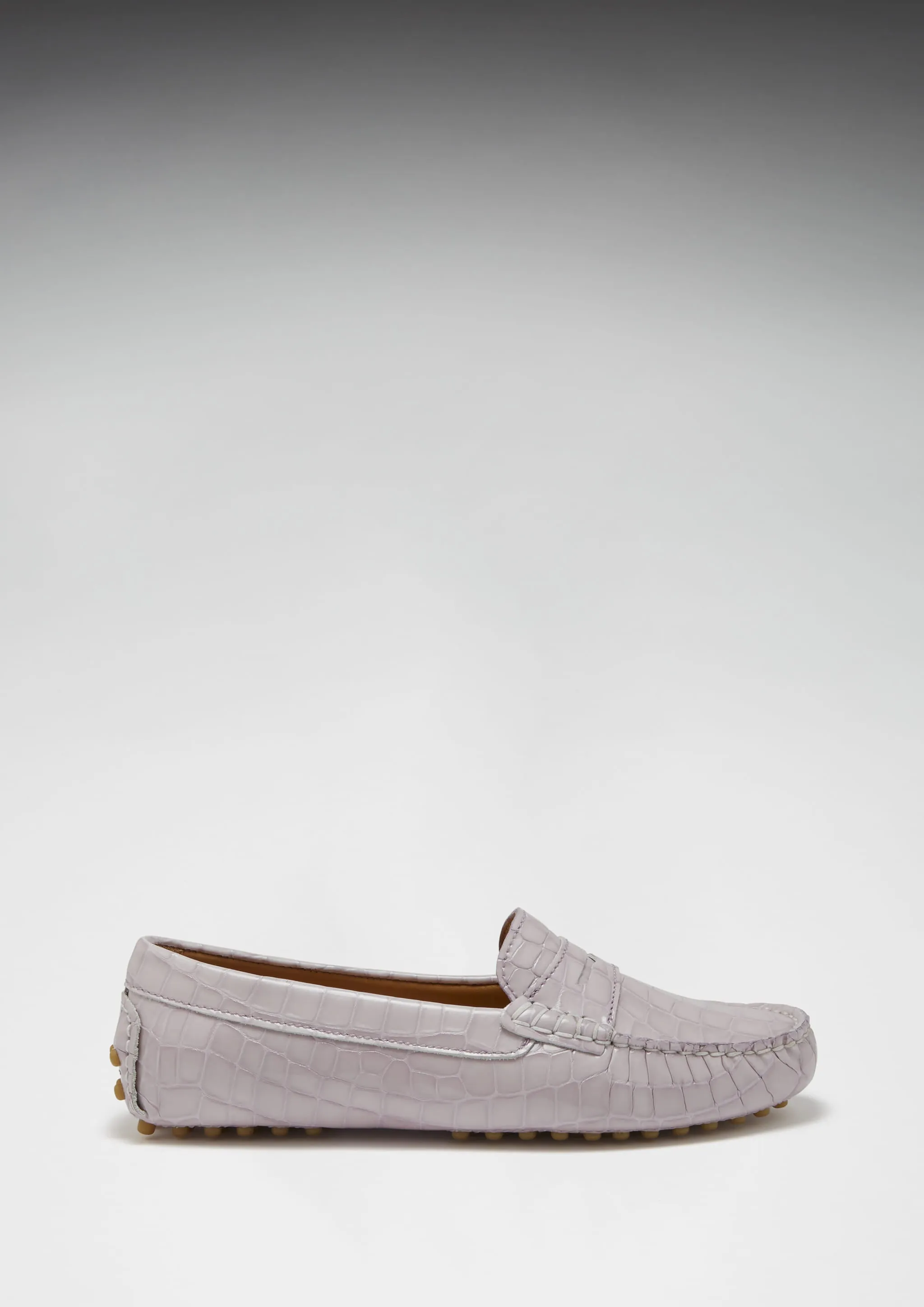 Women's Penny Driving Loafers, lilac croc print patent leather