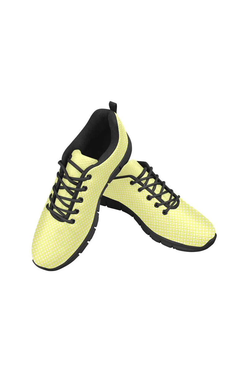 Yellow Polka Dot Women's Breathable Running Shoes