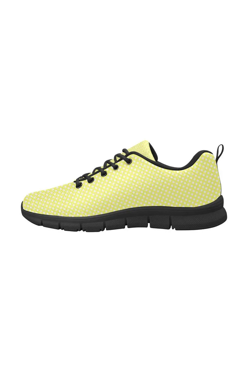 Yellow Polka Dot Women's Breathable Running Shoes