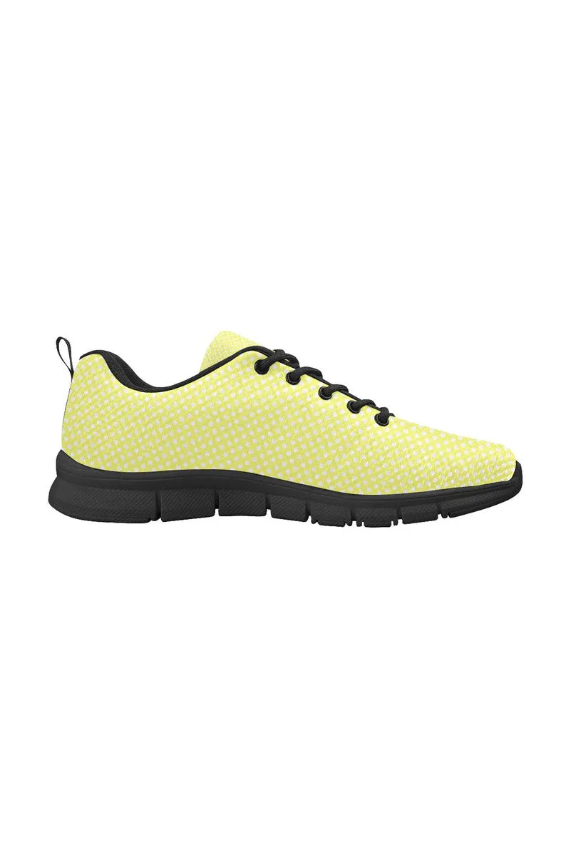 Yellow Polka Dot Women's Breathable Running Shoes