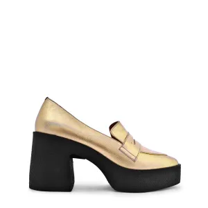 Yoko Gold Patent Leather Chunky Loafers