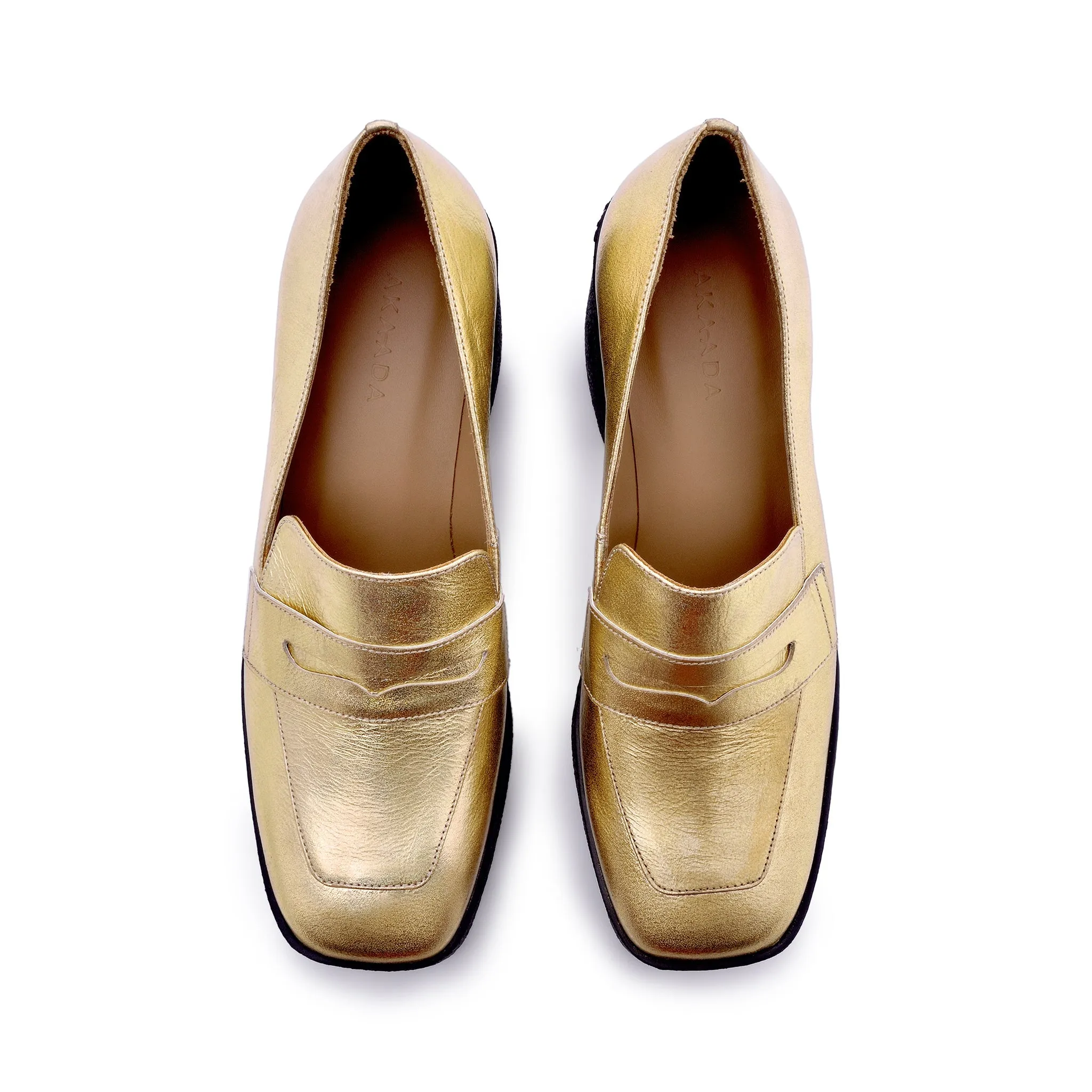 Yoko Gold Patent Leather Chunky Loafers