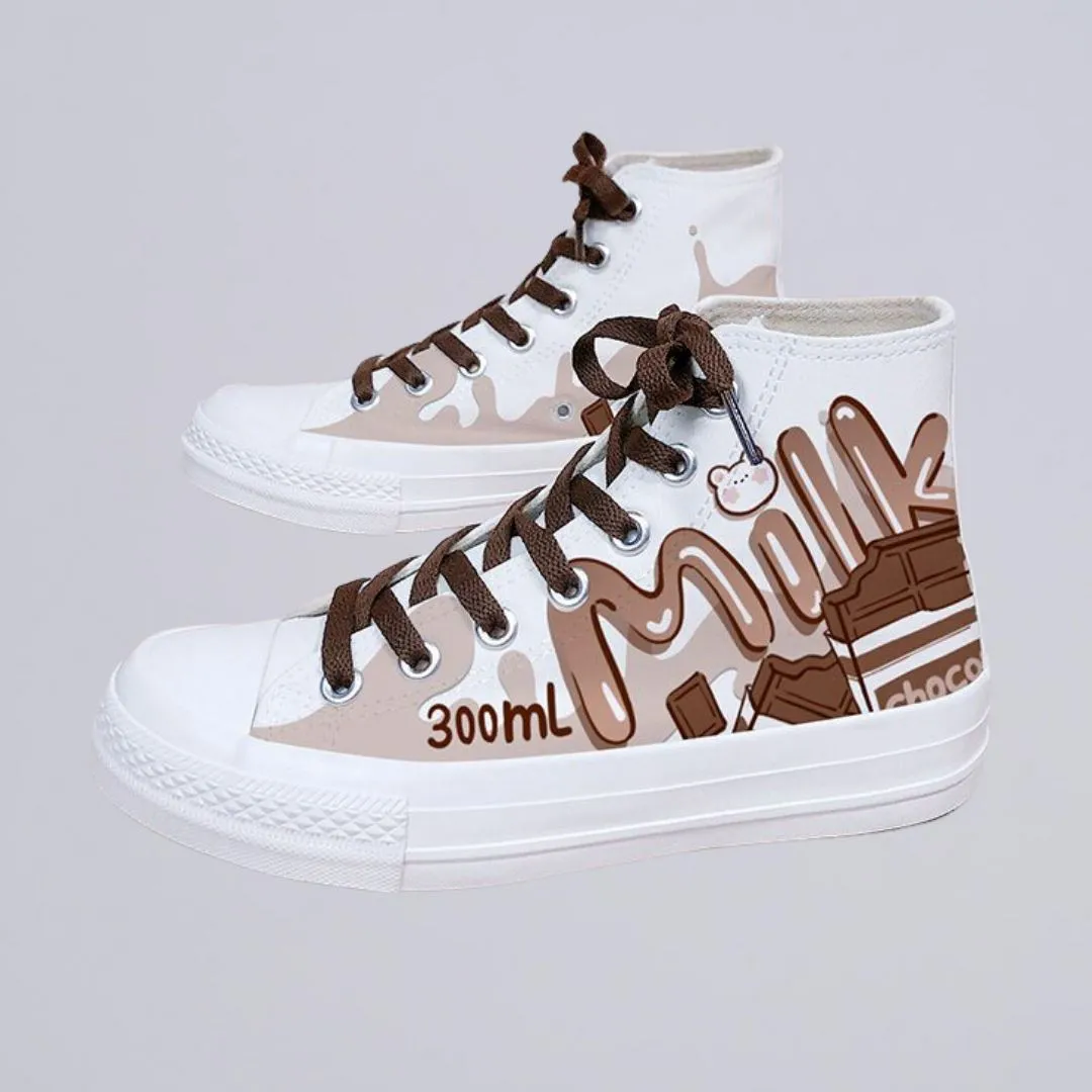 Yummy Milk High Top Canvas Shoes - Unisex