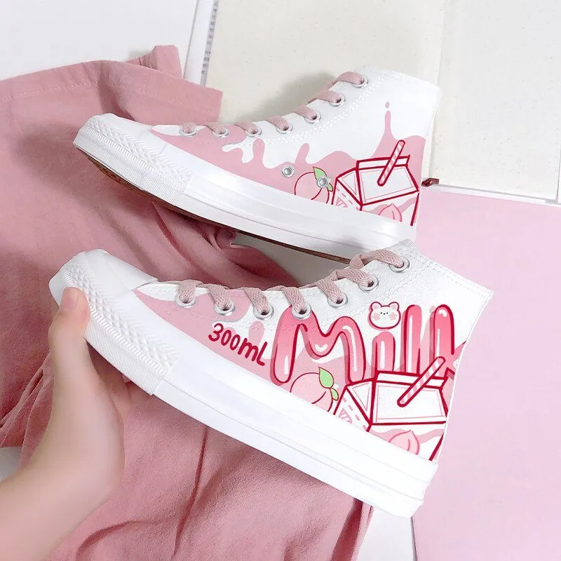 Yummy Milk High Top Canvas Shoes - Unisex